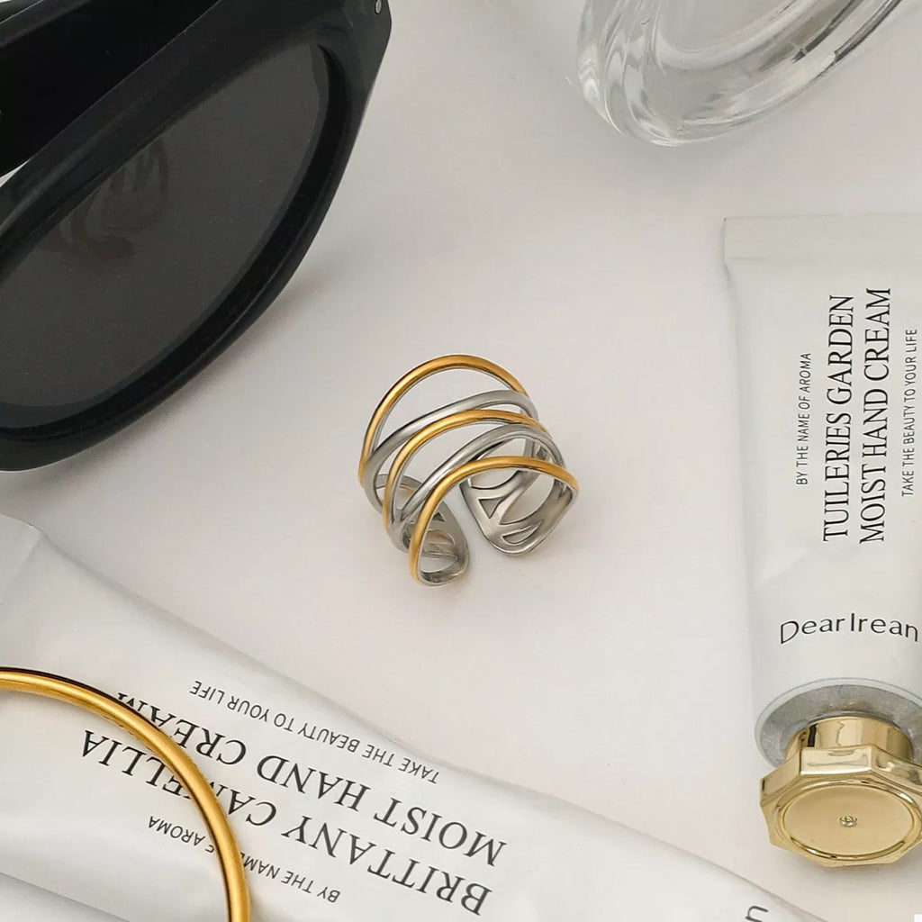 Open Ring 18K Gold-Plated Two-Tone Stainless Steel Women's Jewelry 71f92793-e3d1-4867-b2e2-bb0731cb390e-Max-Origin Trendsi
