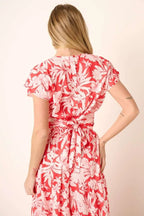 Mittoshop Top and Skirt Set Coral Tropical Print Ruffled Maxi Floral 720803f970514bb1a46cff2e4a869568-Max-Origin Trendsi