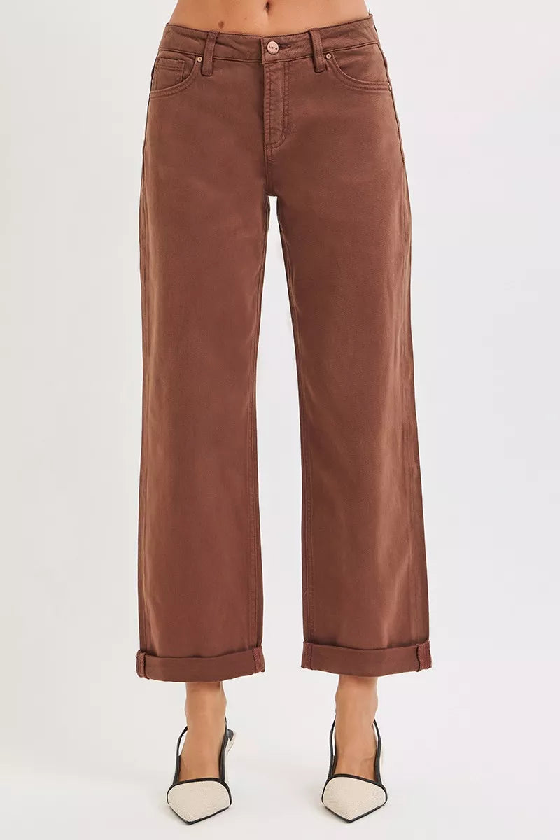 RISEN Baggy Pants Brown Tummy Control Mid Rise Ankle Barrel Plus Sizes 7209486ddade46c19cca1d7194ad8176-Max-Origin Trendsi