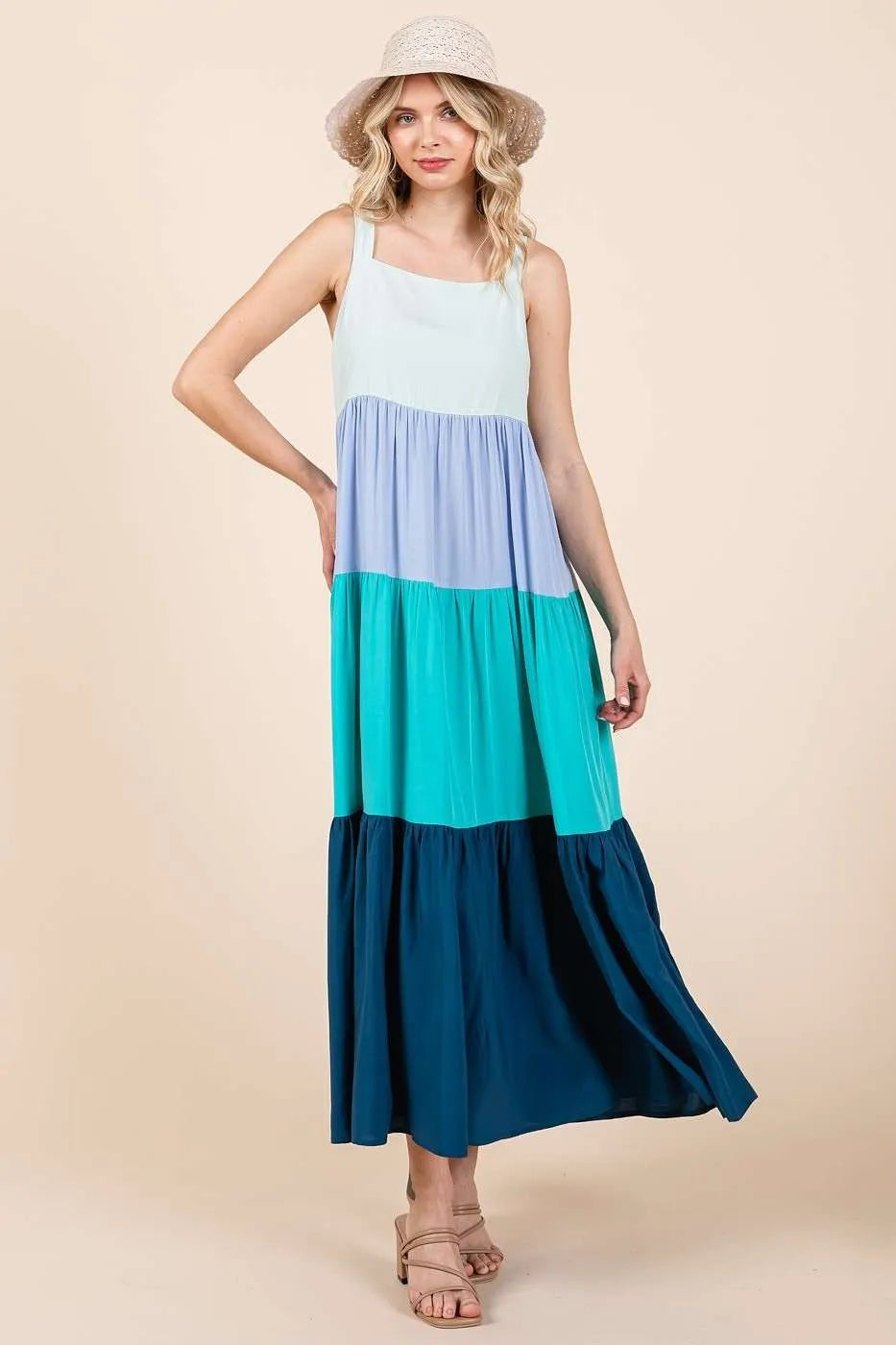 Mittoshop Maxi Dress Blue Color Block Tiered Pull-On Layered Ruffle 7224ba1298b344dd9584e9714ea47dc4-Max-Origin Trendsi