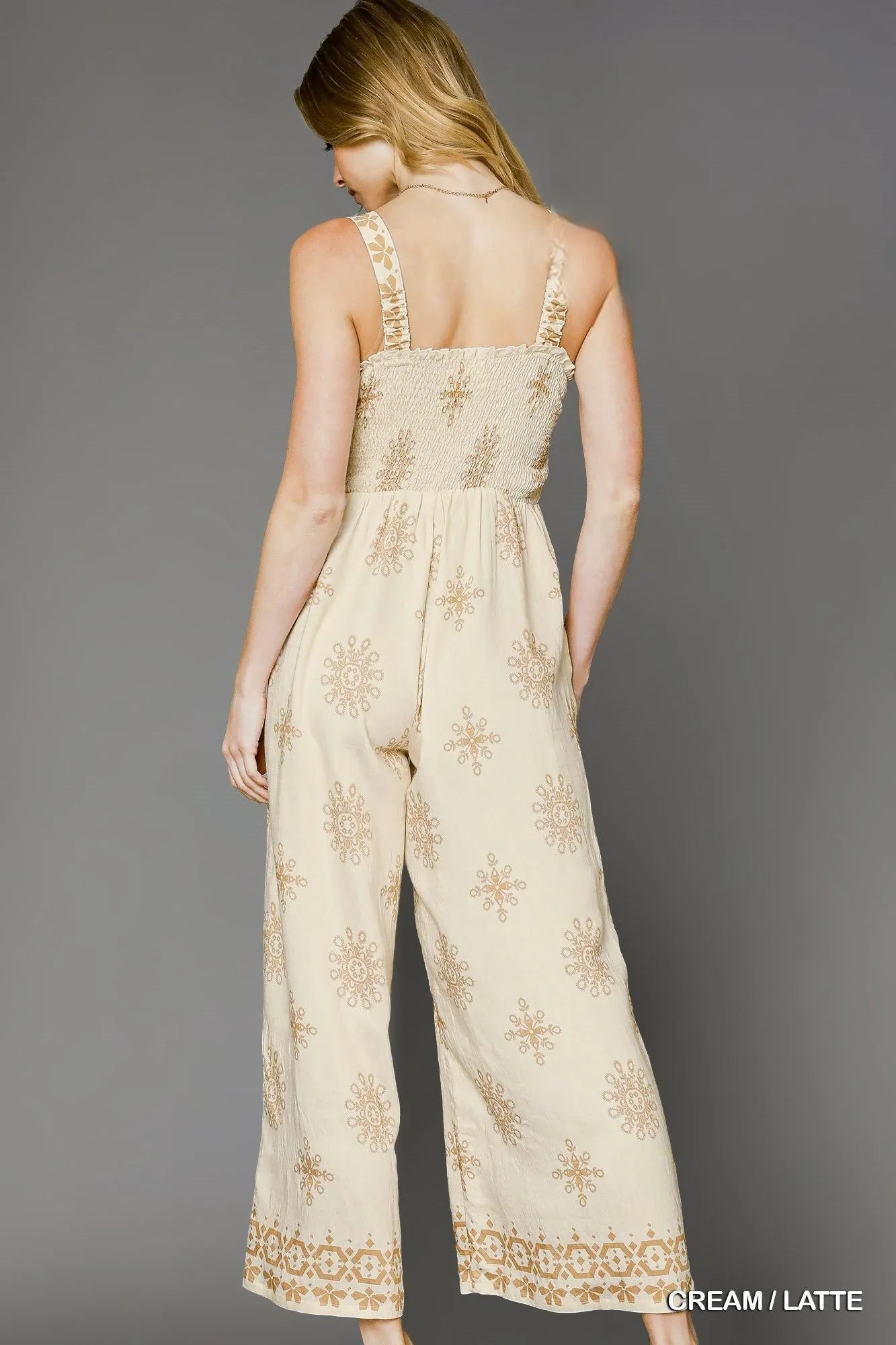 Umgee Jumpsuit Floral Cream Embroidered Smocked Wide Leg Pocketed 724a510e-2a4e-4447-bd04-25d4836d0cbc-Max-Origin Trendsi