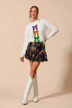 SO ME Sequins Mini Skirt Mardi Gras Checker Ruffled 725aecbdc668470eb32a081a414c3ace-Max-Origin Trendsi