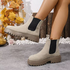 Women's Boots Pu Leather Round Toe Platform Mid Heels Shoes 725f2d7339d748de9784720456d0f615-Max-Origin Trendsi