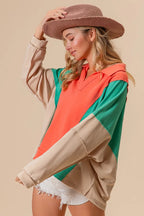 BiBi Women's Sweatshirt Colorblock Exposed Seam French Terry Top 725f4380444f4975b19b80ecbd742854-Max-Origin Trendsi