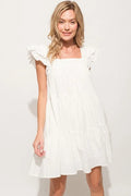 And The Why Tiered Dress Off White Origami Pleating Ruffled Short Sleeve Off White 72cd4ee6fec94795b636424fc2ac1c8a-Max-Origin Trendsi