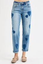 RISEN Women's Jeans Mid Rise Fit-boyfriend Heart Shade Light Washed Denim LIGHT 72f6bf5f301443d7aaf7035cd854be7d-Max-Origin Trendsi