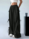 Women's Cargo Pants Black Wide Leg with Side Tie Details Leopard Black 72ffaebe8d584e41bd779f910c4a3adb-Max-Origin Trendsi