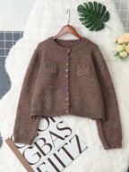 Women's Cardigan Colorful Button-Up Ribbed Hem with Chest Pocket 7301bb2cdc6c4725b2e7888ed8347556-Max-Origin Trendsi
