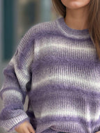 Gradient Striped Sweater Round Neck Dropped Shoulder Pullover 73182c8f-2c2a-41c8-8f4f-05168c91cb66-Max Trendsi
