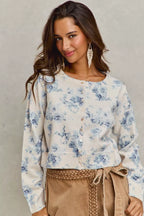 SO ME Vintage Floral Print Button Down Sweater Cardigan IVORY BLUE 732257786d4a4e449b7fe1e8c9a6df80-Max-Origin Trendsi