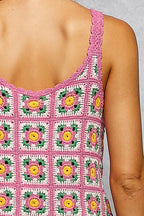 POL Cropped Crochet Cami Pink Multi Floral Scalloped Edge Granny Square Pattern 732f2dfc-109e-47f9-911f-f59c2196f3f0-Max-Origin Trendsi