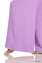 Zenana Woven Airflow Twisted Top & Wide Leg Pants Set