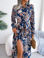 Midi Dress Floral Tied Printed Long Sleeve Shirt Dresses 733a80eb-5065-4fc8-9fb5-794083d0b155-Max Trendsi