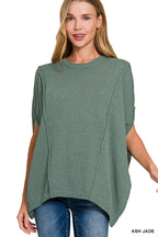 Zenana Womens Knit Top Drop Shoulder Short Sleeve Oversized Ash Jade 7379ce4b-d9bb-4ebe-b4e8-4f9751ba40f0-Max-Origin Trendsi