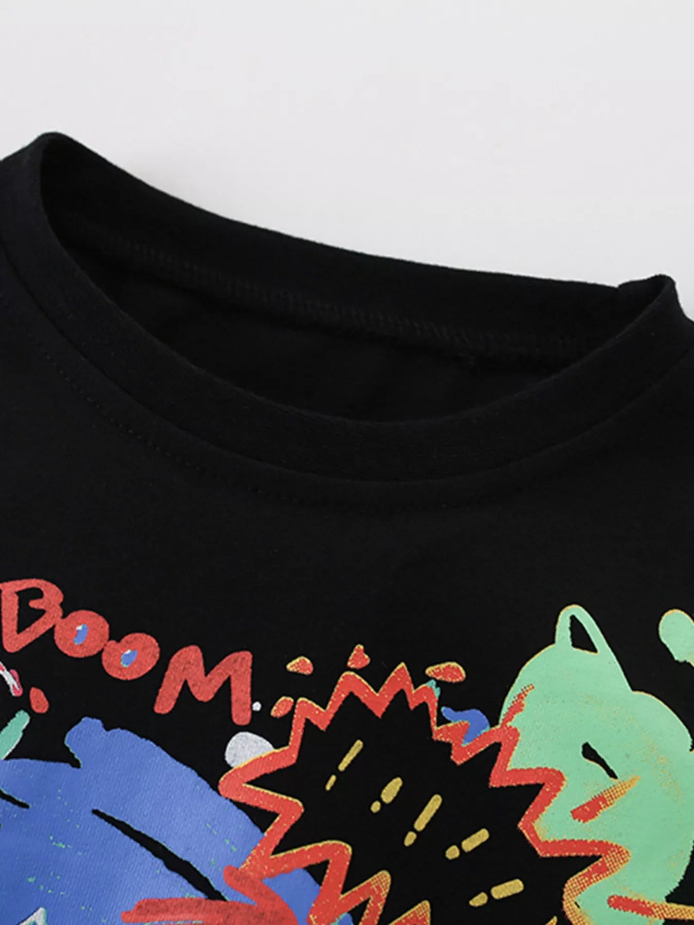 Boys T-Shirt Black Colorful Graphic Printed Long Sleeve Top for Children 739908ef8d1b48d58275e56342619aa8-Max-Origin Trendsi