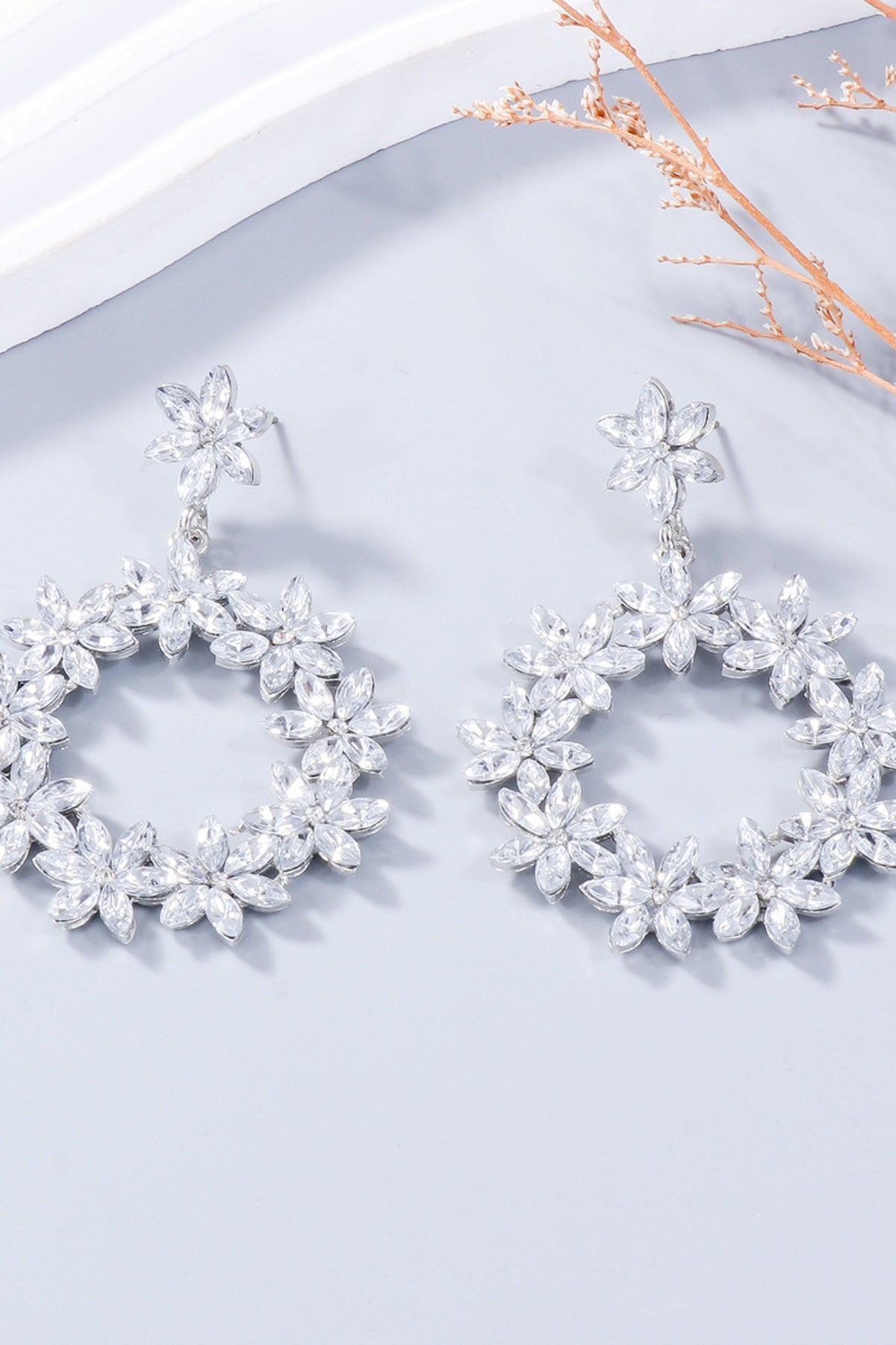 Dangle Earrings Rhinestone Flower Round Women Fashion Jewelry 73ca3bc1-91d1-4407-b462-0cad6b4badd5-Max Trendsi