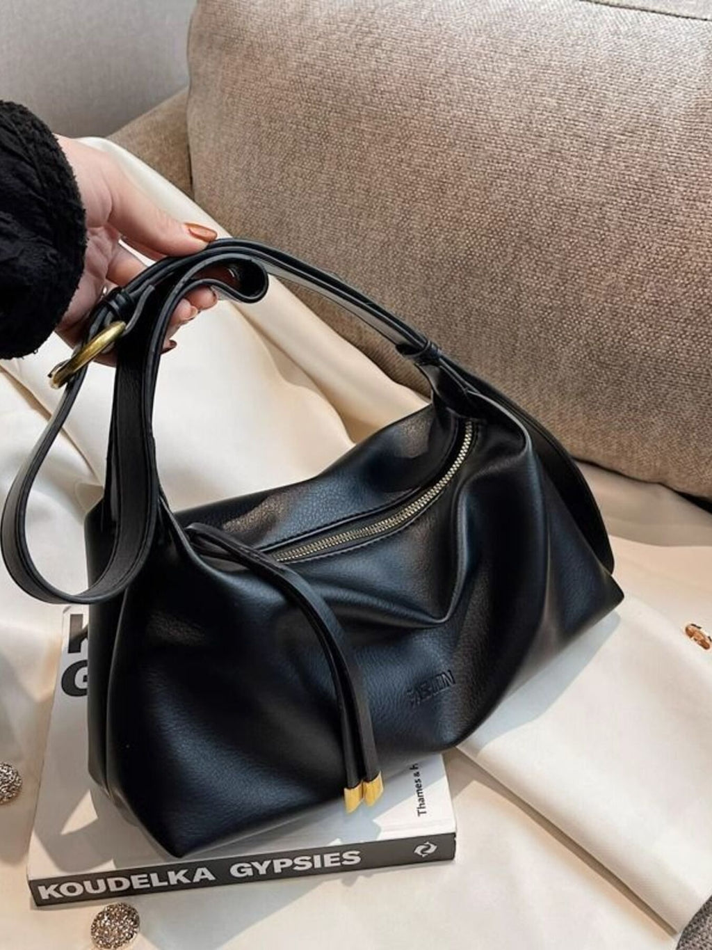 Adjustable Strap Medium Crossbody Bag in PU Leather, Imported, One Size (11.4 inches Length)