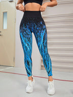 Seamless Active Leggings Flame Blue Printed High Waist Flame Blue 73e2b0f7-93f8-40c4-acbd-3133d26e9723-Max Trendsi