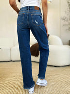 Denim Pants Judy Blue Plus Size Mid Rise Distressed Raw Hem Jeans 73eb1fb9-31bb-4b33-9f5c-8d702e04666a-Max Trendsi