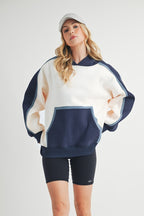 Aemi + Co Hoodie Dark Navy Color Block Kangaroo Pocket Long Sleeve 7402deca-a992-4976-8f00-d8f8b682f9d2-Max Trendsi