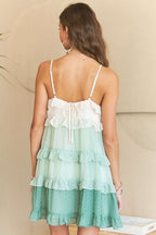 ADORA Mini Dress Ruffled Tiered Swiss Dot Gum Leaf Strappy 7411e509-5559-4e8f-a8f3-d6e43ba4bd6d-Min Trendsi