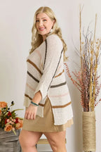 ADORA Sweater Ivory Multi Color Strip Oversized Lightweight Knit Long Sleeve 744a8648-defc-4584-a63f-54d8b221c66f-Max-Origin Trendsi