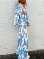 Floral Lounge Set Collared Neck Long Sleeve Top and Pants Blue 747f0d2a-796d-467c-b243-d08ef5b822d6-Max Trendsi