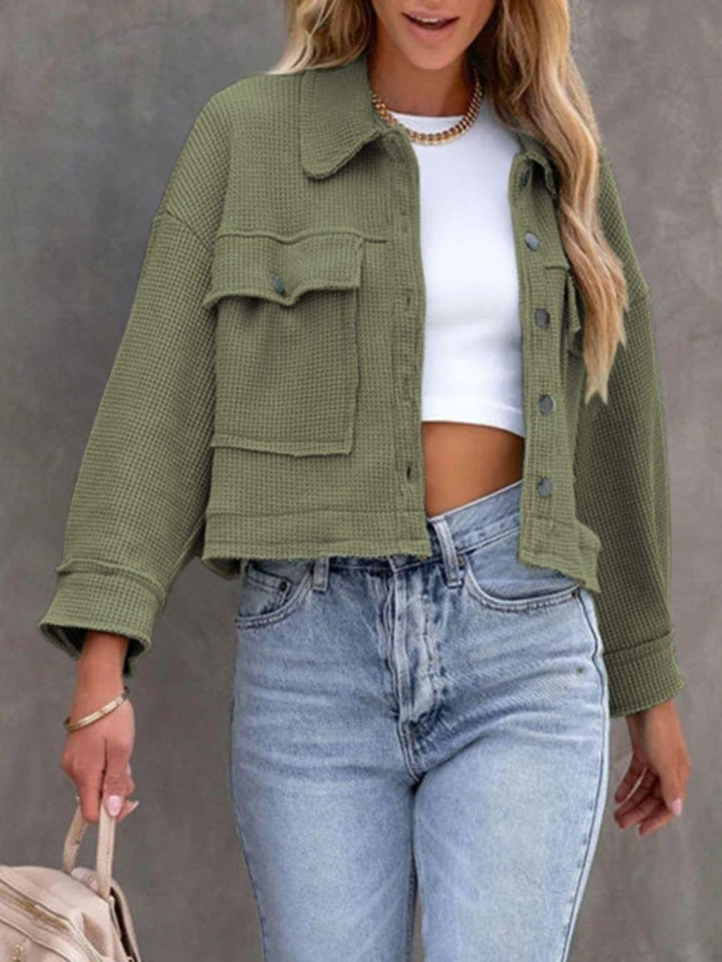 Jacket Button Up Flap Pocket Soft Unlined Long Sleeve Outwear 74981b32-2fb4-4377-a9e7-32ade1d41ea9-Max Trendsi