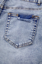 Denim Shorts Pearl Studded Pockets Raw Hem Light Blue 74ba3f6e-f0ce-44cb-aae4-633f4ad84c86-Max-Origin Trendsi