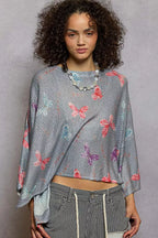 POL Butterflies Knit Top Gray Round Neck with Outseam Rolling Edge 75079e1f-094d-48ce-b946-637c0b6817f3-Max-Origin Trendsi