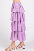 Mittoshop Ruffle Layer Midi Skirt Chiffon Lavender with Elastic Waist 75105ad4-aac2-4faf-b9f8-31f453273a84-Min Trendsi