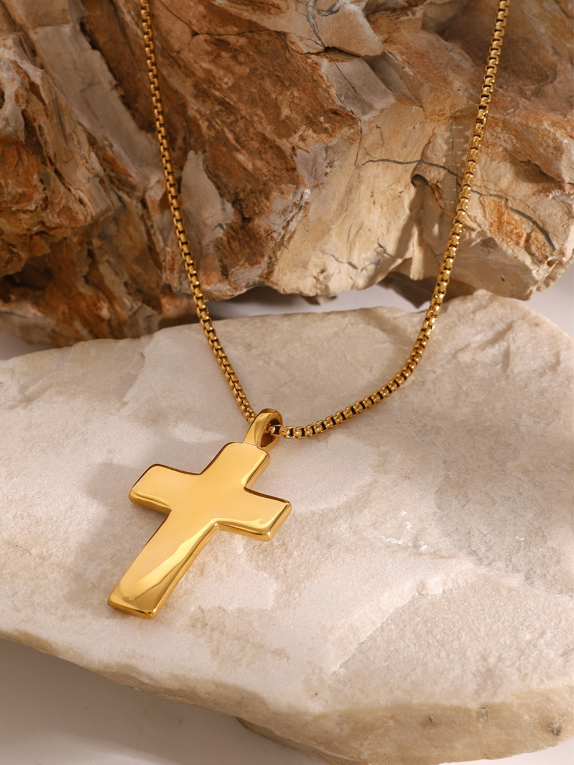 18K Gold-Plated Necklace Cross Inlaid Zircon Gold Women Chain Jewelry