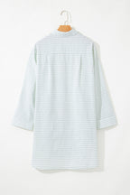 Mini Shirt Dress Striped Johnny Collar Long Sleeve Cotton Pocket Dresses 752b591e-40b1-4513-863a-d488c8b70263-Max Trendsi