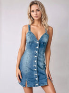 Denim Dress Mini Cami Button Down Medium Wash Wide Straps 75506e38-b5e5-472d-8b96-38babc672ed6-Max Trendsi