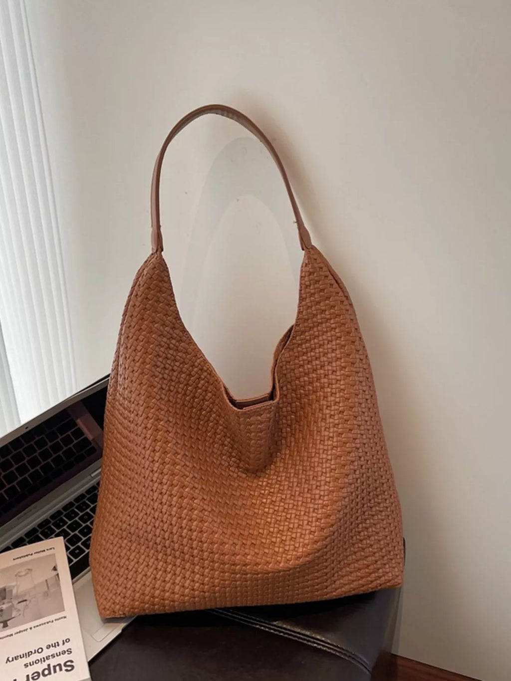 Womens Shoulder Bag Woven Straw Texture Pu Leather Large Handbag 7558fc257b4c44098f9beb0af35fad0c-Max-Origin Trendsi