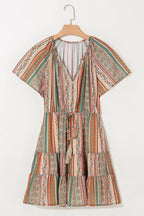 Bohemian Mini Dress Floral Print Buttoned V Neck Ruffle Short Sleeve 756bb909-814e-4f35-9e77-d4238d2c8d13-Max-Origin Trendsi