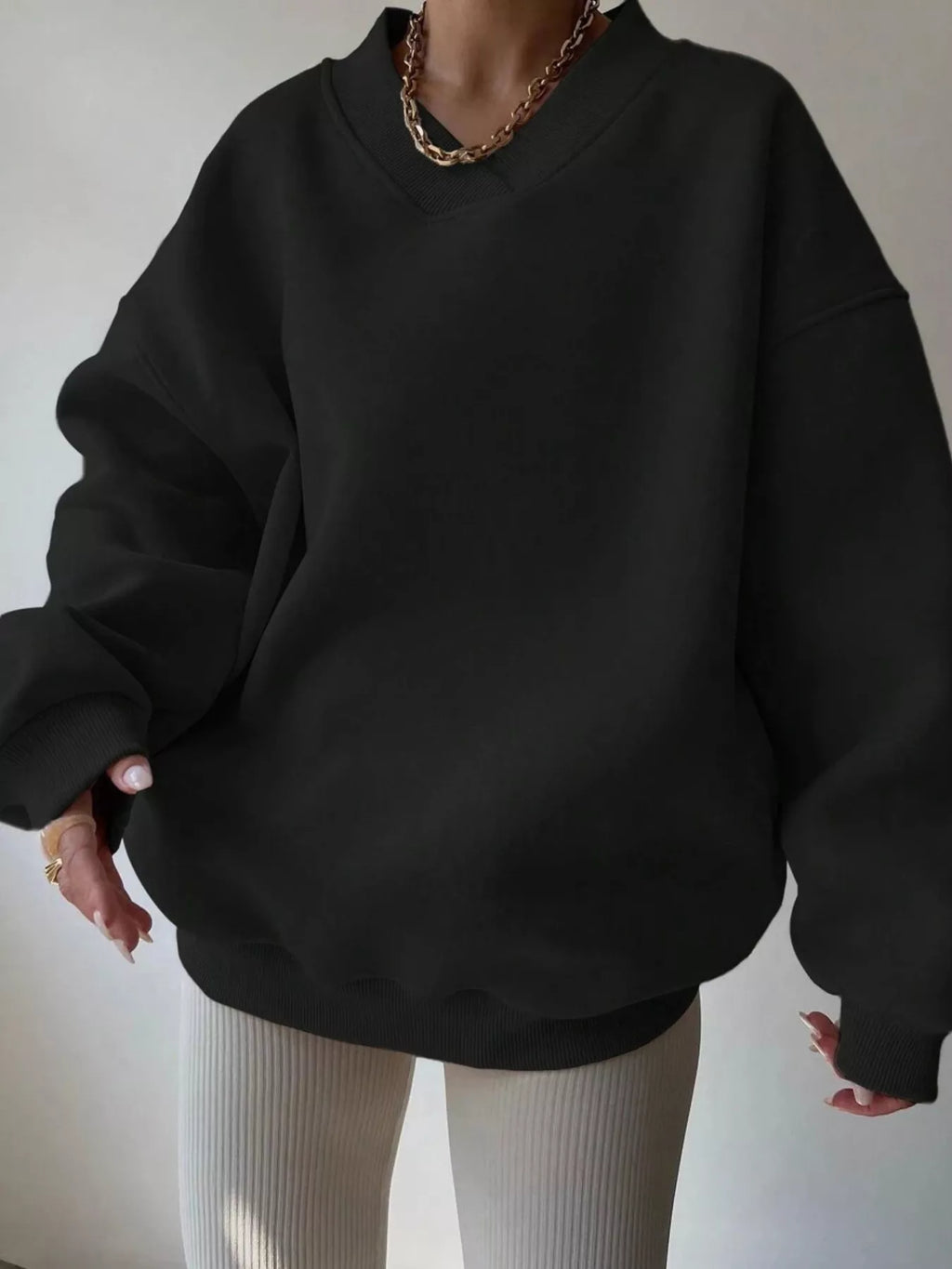 Women's Sweatshirt Dropped Shoulder Long Sleeve Oversized Pullover Black 756f7f9a7a6a4d51952af7e21cfd2cd7-Max-Origin Trendsi