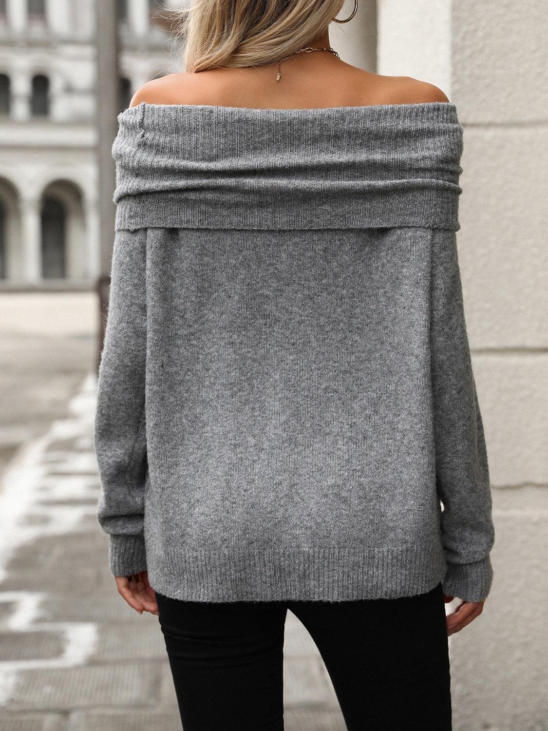 Turtleneck Sweater Off Shoulder Knit Soft Long Sleeve Pullover 757bd844-afed-46e7-be45-9ba1dab0a4c8-Max Trendsi
