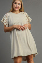 Umgee Mini Dress Round Neck Cut Out Short Sleeve Cotton Basic Style 757ce4d0-2adf-4c94-8a2a-4caaf825f924-Max Trendsi