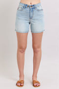 Judy Blue Denim Shorts 2 Buttons with Pockets Light Wash Plus Sizes Light 75981986-2611-4a91-92f5-bc430efac386-Max Trendsi