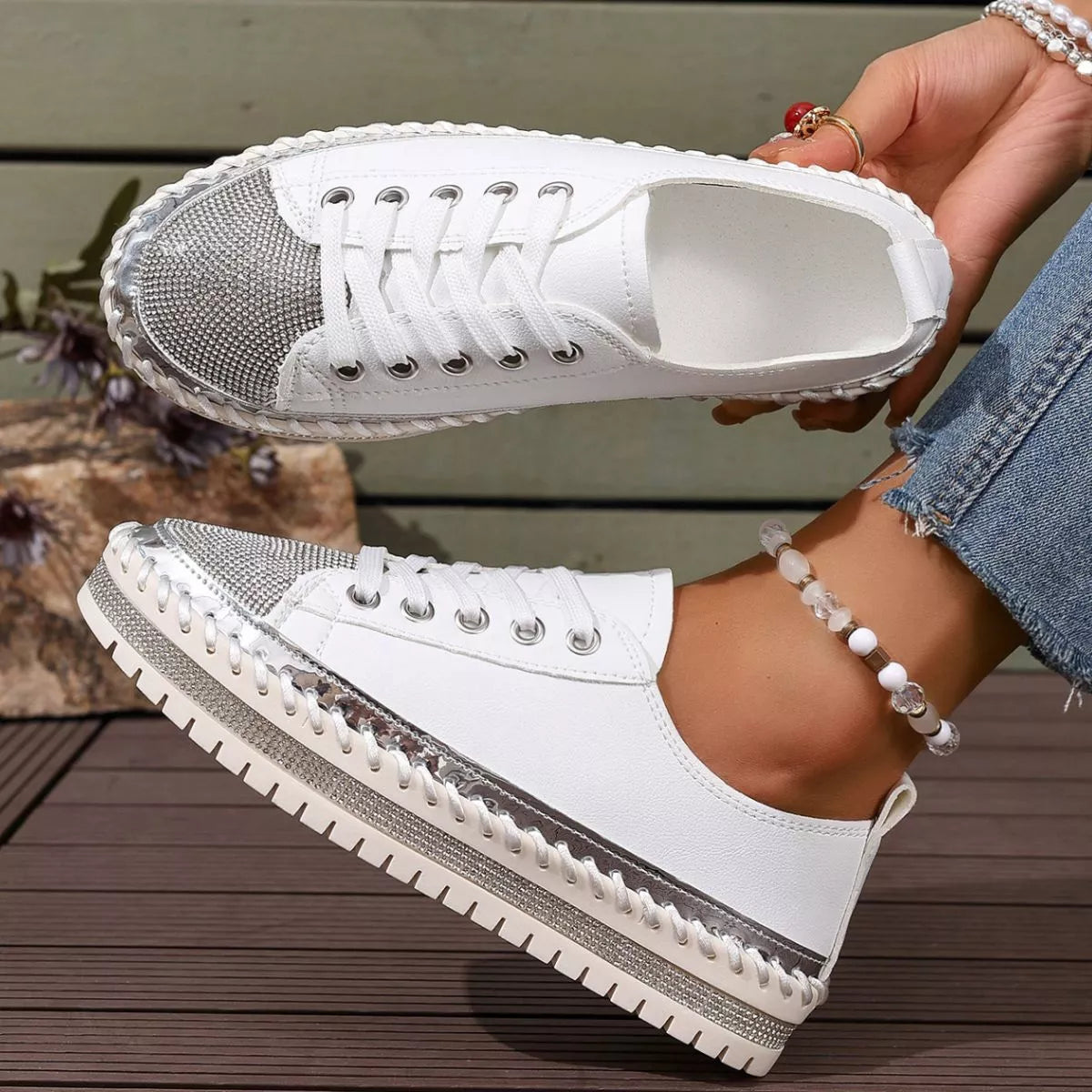 Women Sneakers Round Toe Platform Pu Leather Rhinestone Flat Shoes 75adbeb4-3a47-491f-a2d9-62662e865087-Max-Origin Trendsi