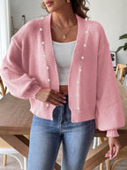 Pearl Cardigan Open Front Long Sleeve Soft Casual Knitwear 75b2b17f-6a19-4467-97a1-91333ea7934d-Max Trendsi