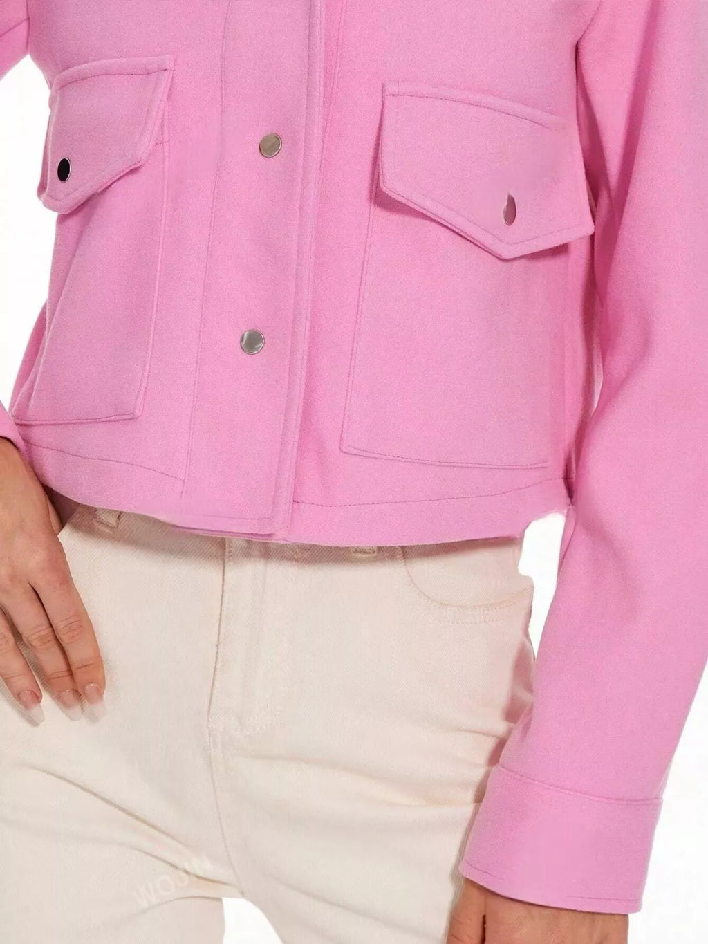 Womens Jacket Cropped Snap Down Long Sleeve Casual Outwear 75b74241-6220-46d6-b98f-59ca0865b83d-Max-Origin Trendsi