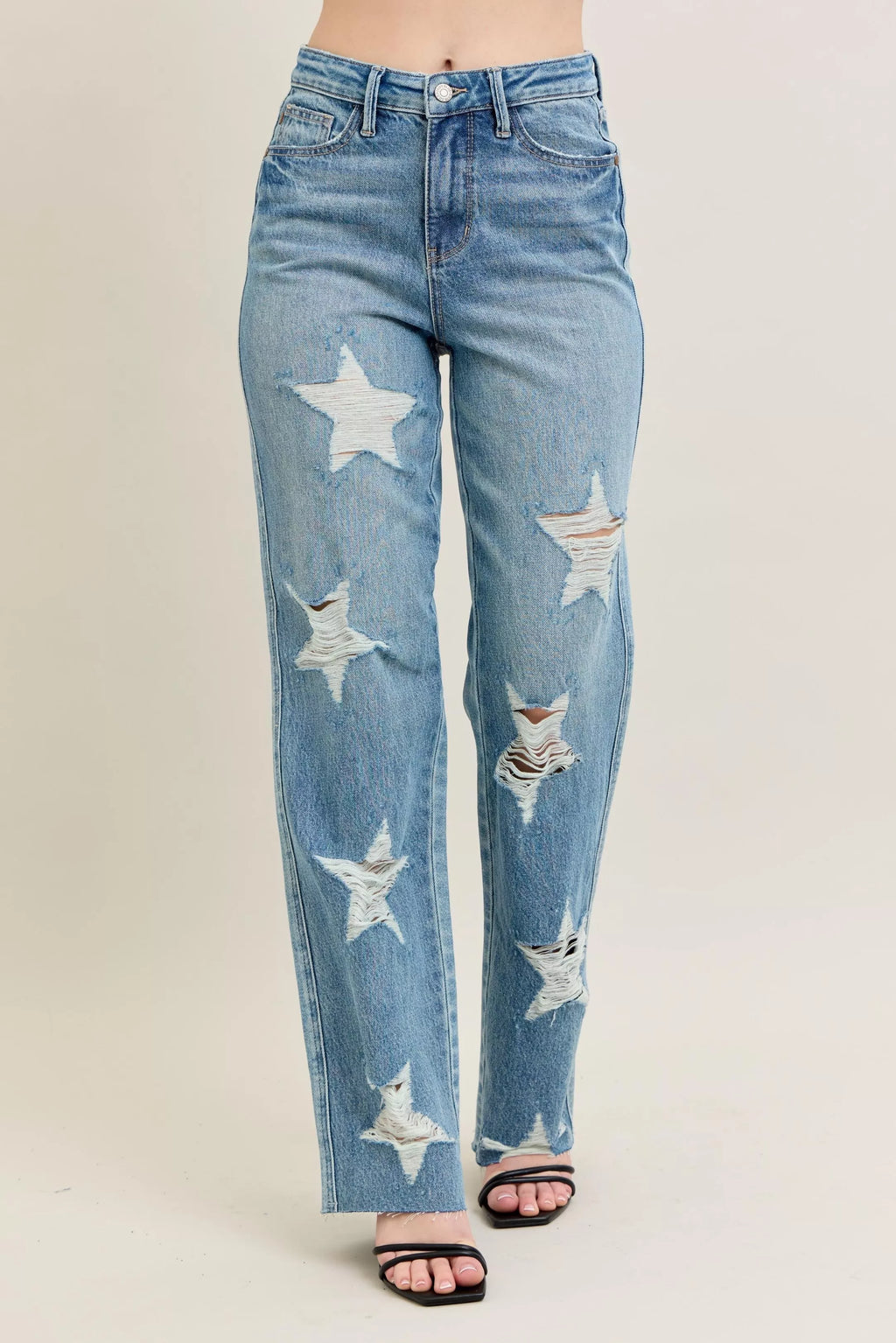 Judy Blue Rigid Magic Star Destroy 90's Straight High Waist Women's Denims 75c62ce9ce1a44a69f9c506ed6290c9b-Max-Origin Trendsi
