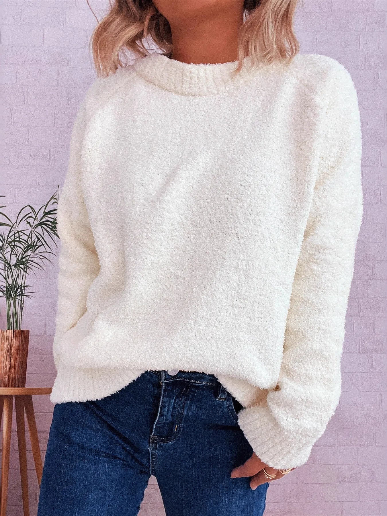 Women's Sweater Round Neck Raglan Sleeve Knit Pullover 75cdb4ece42e470ab98caceac5128930-Max-Origin Trendsi