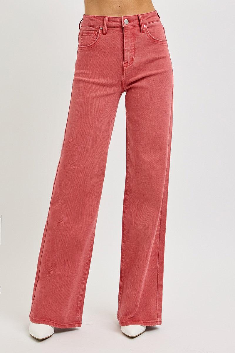 RISEN Brick High Rise Tummy Control Wide Leg Jeans