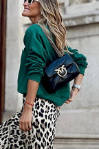 Sweatshirt Women's Oversized Long Sleeve Round Neck Dark Green Dreamer Print 76076e4d-af4d-435c-9cd8-521a9a2c54f9-Max Trendsi
