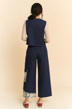 Davi & Dani USA Wide Leg Jeans Lace Applique Dark Blue Women Denim Pants 761d07ec-245b-4a0e-afb0-a4d16b62fd15-Max Trendsi