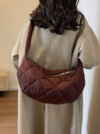 Quilted Polyester Large Crossbody Bag Zipper Hobo Handbags 76317480-1d8e-438b-b34f-8c2adadb57bd-Max Trendsi