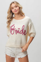 BiBi Metallic Letter Short Puff Sleeve Hairy Sweater 7647561341404960bf037dad29b3ccf1-Max-Origin Trendsi